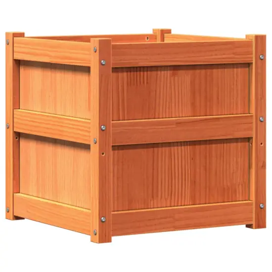 vidaXL Garden Planter Wax Brown 19.7"x19.7"x19.7" Solid Wood Pine {2}