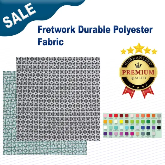 Fretwork Durable Polyester Fabric Ocean {2}