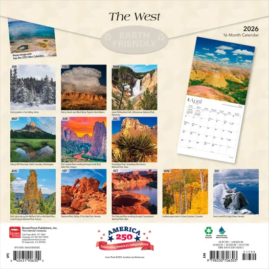 The West | 2026 12 x 24 Inch (Hanging) Monthly Square Wall Calendar | Plastic-Free {2}