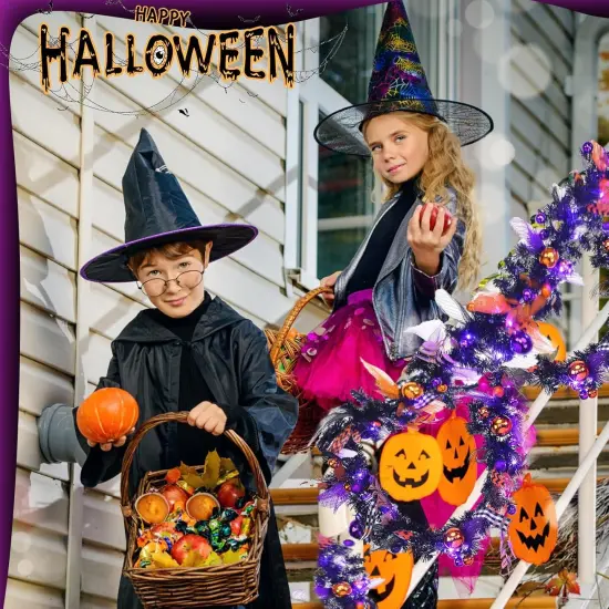 6 ft Artificial Halloween Garland with LED Mixed Ball Rustic {5}