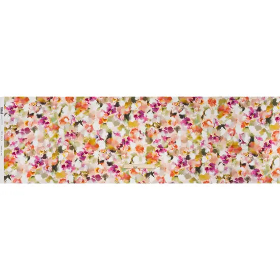 1 Yard Silk Charmeuse Watercolor Floral Italian Made Peach, Olive & Fuchsia 53 Inches Width {4}