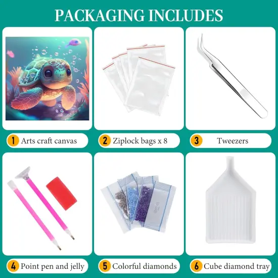Cute Sea Turtle Diamond Art Kits for Adults,12x12 inch {5}