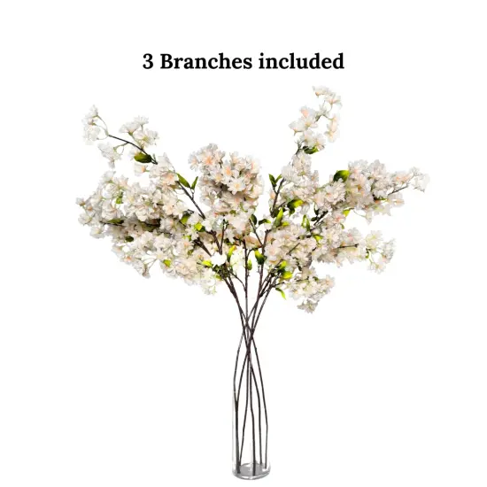 Japan Beige Nude Silk Cherry Blossom Flower Set of 3 Branches 40'' Inches {5}