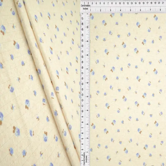 1 Yard Cotton Style Pointelle Ditsy Digital Print Fabric, 220 GSM Polyester Spandex 58/60" Width HT.GREY/VIOLET {4}