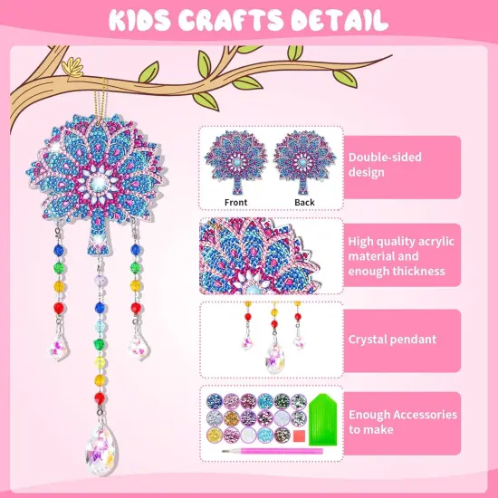 Summer Gift for 6-7-8-9-10 Yeal Old Girls Boys: Arts and Crafts for Kids Age 6-8-10-12 Diamond Art Wind Chimes Kit for Girl Toys Age 5-11 Present Sun Catcher DIY {4}