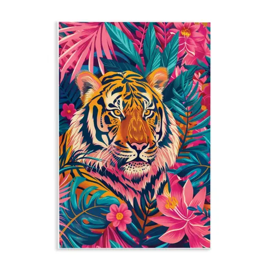 Stupell Industries Tropical Tiger Among Leaves Wall Plaque Design by LSR Design Studio {1}