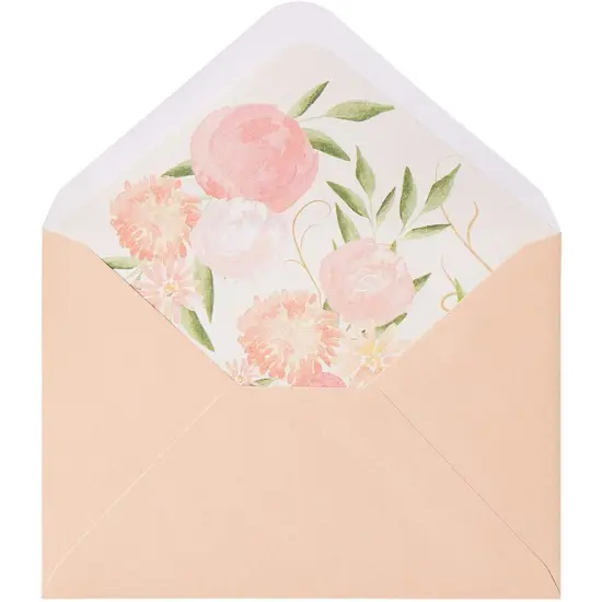 A1 Invitation Envelopes, Peach with Floral Lining (3.6 x 5.1 In, 50 Pack) Pink {5}