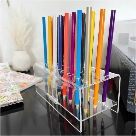 Plymor Clear Acrylic 24 Pen Display Holder Stand, 3.125" H x 7.375" W x 3.75" D {3}
