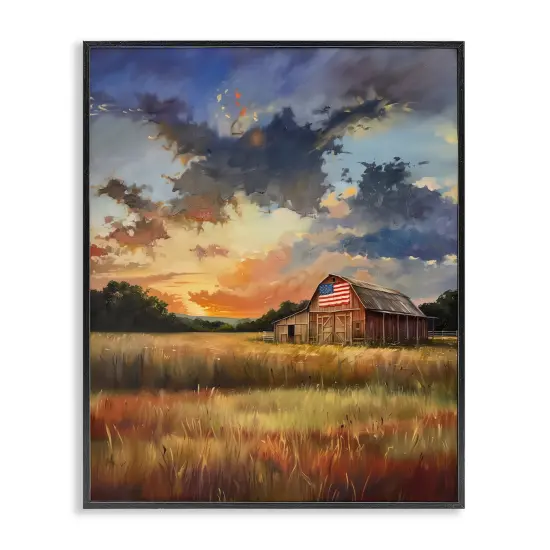 Stupell Industries American Barn at Sunset Framed Giclee Design by Arlington Prints {1}