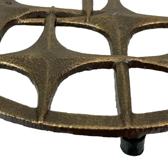 Cast Iron Stars Trivet – Bronze Finish, 8" Round, Mid Century Modern Style {4}