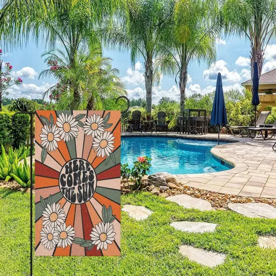 Summer Garden Flag Vintage Daisy Vertical Double Sided Seasonal Farmhouse Yard Outdoor Decorations 12.5 x 18 Inch {4}