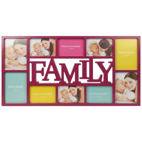 Northlight Framed 10 Picture "Family" Photo Frame - 28.75" - Pink {3}