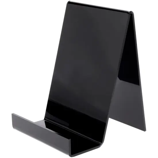 Plymor Black Acrylic Flat Back Display Easel With 3" Box Ledge, 10" H x 7" W x 8" D {2}
