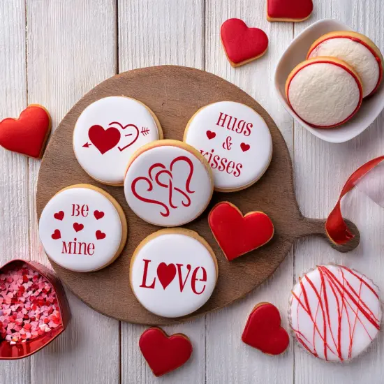 Valentine Cupcake and Cookie Stencils | C096 by Designer Stencils | Cookie Decorating Tools | Baking Stencils for Royal Icing, Airbrush, Dusting Powder | Reusable Plastic Food Grade Stencil for Cookies | Easy to Use & Clean Cookie Stencil {3}