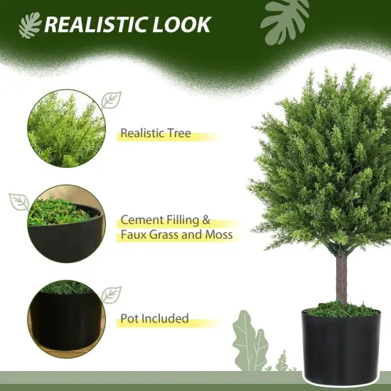 Set of 2 Artificial Cedar Trees Lifelike Greenery {2}