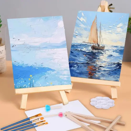 59 Pack Canvas with Easel Set Mini Painting Kit {2}
