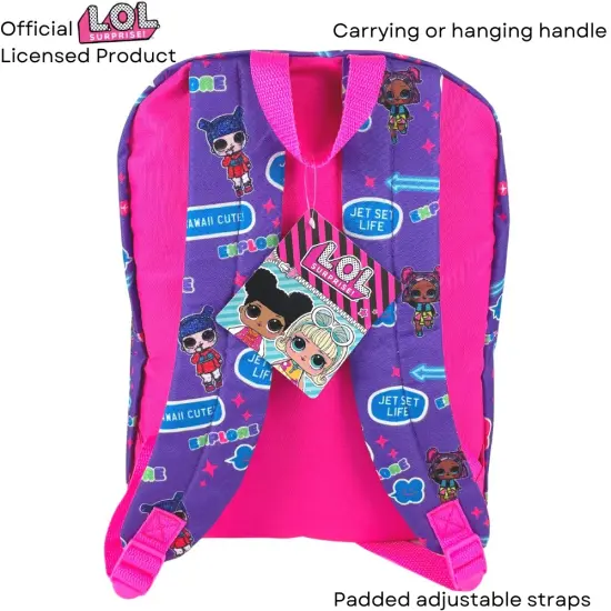 L.O.L. Surprise Dolls All Over Print Backpack With Pocket, 16" Inch {3}