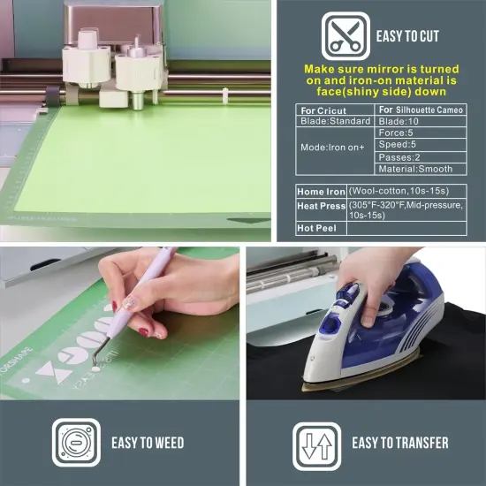 12" x 12ft Heat Transfer Vinyl Rolls, PU (Strong Stretchy) HTV Vinyl White for Shirts {5}