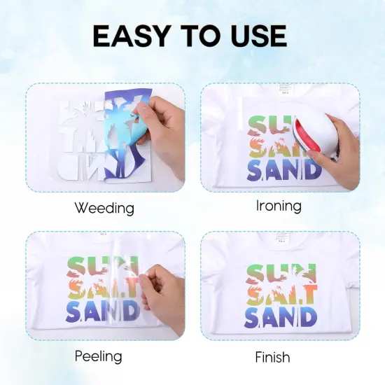 Gradient HTV Vinyl - 6sheets 12 x 10 Inches Blue Ombre HTV Iron on Vinyl Gradient {2}