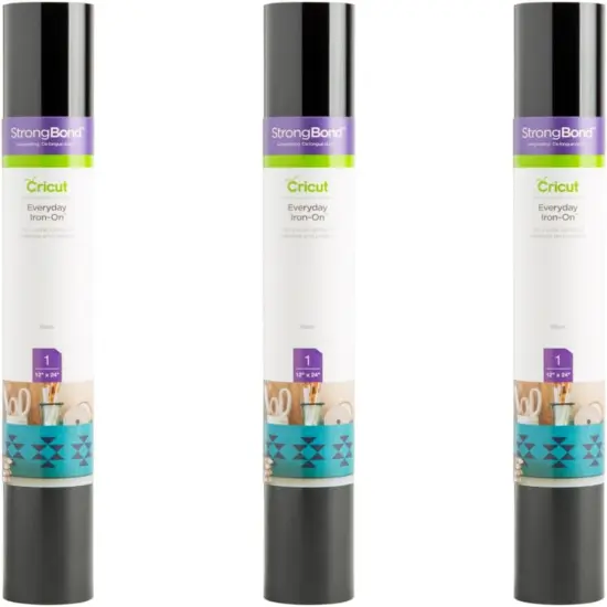 Everyday Iron-On, Black - 6ft (3-Pack of 2ft Rolls) - Heat Transfer Vinyl, Compatible {2}