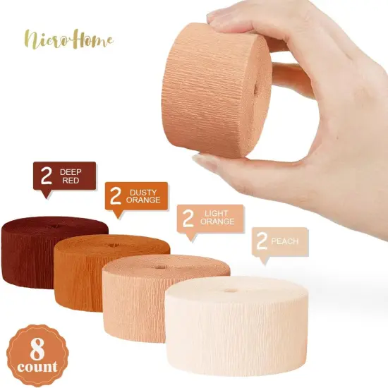 Wedding Decorations, 8 Rolls Rust Orange Brown Crepe Paper Streamers-82 Ft Long {4}