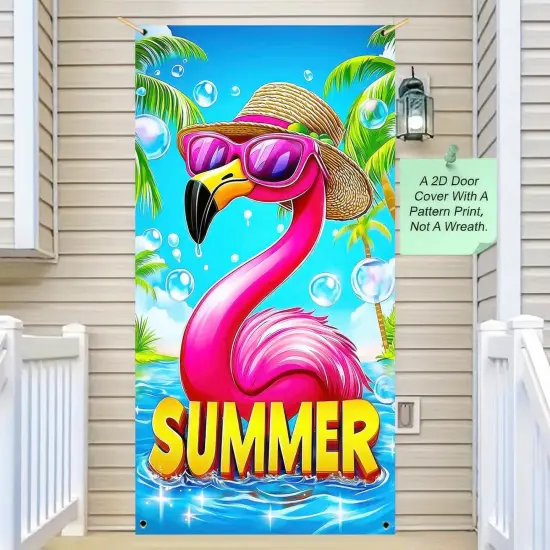 Summer Door Cover 73 x 35 Inch Flamingo {4}