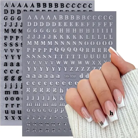 6 Sheets Alphabet Nail Decals 3D Self-Adhesive {3}