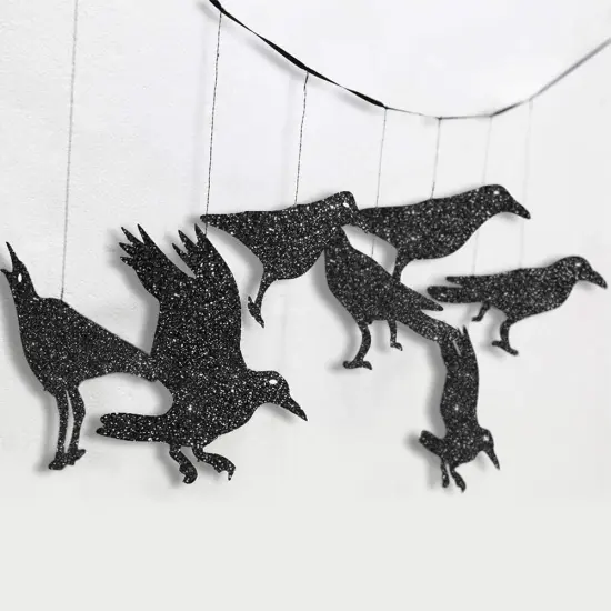 Summerween Glitter Black Crow Decorations {2}