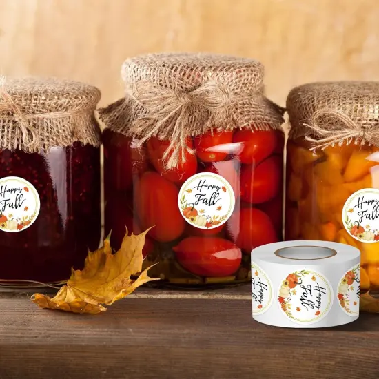 500 PCS 1.5 Inch Happy Fall Stickers Roll for Adults {3}