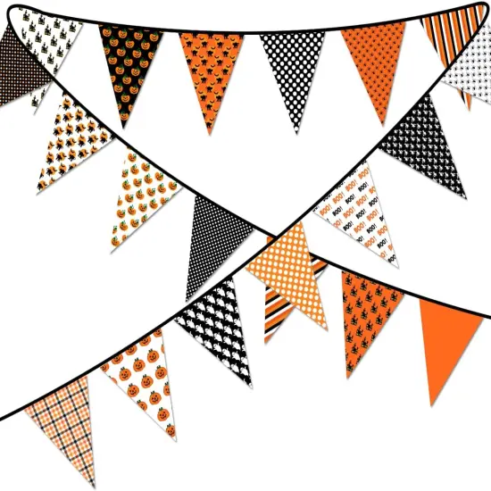 Fabric Pennant Banner - Halloween Decorations (Orange) {1}