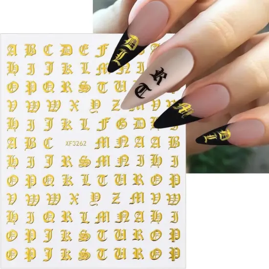 8 Sheets English Alphabet Letters Nail Art Stickers Holographic (8 Sheets) {3}