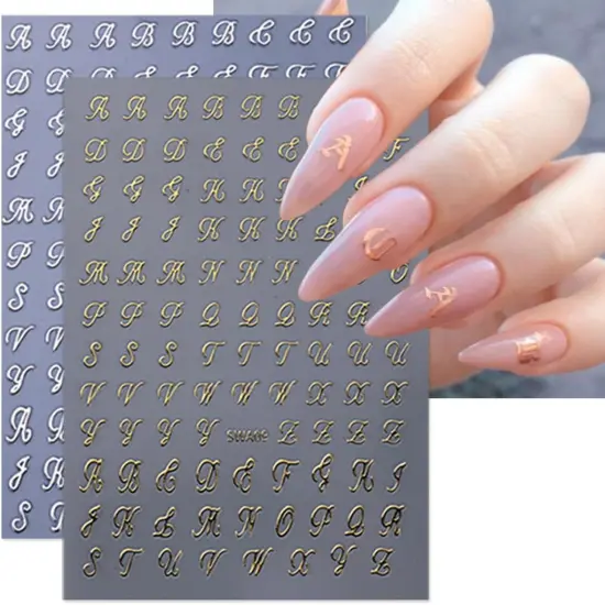 8 Sheets Vintage English Letter Nail Decals {3}