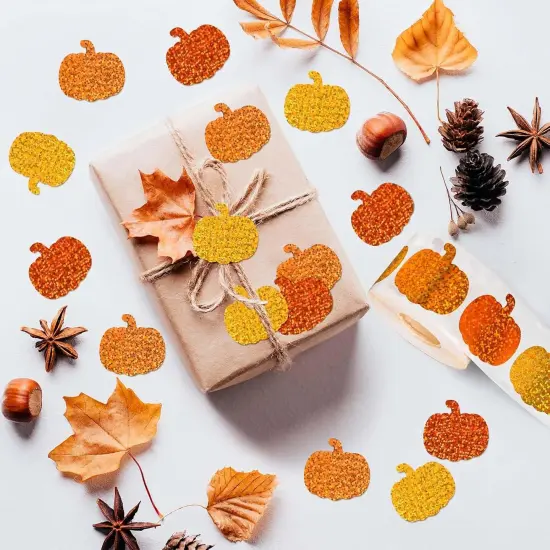 Pumpkin Stickers Roll Glitter Pumpkin {4}