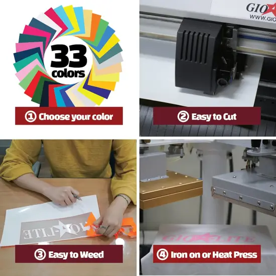 PU Heat Transfer Vinyl 10"x12"-33Sheets 33Colors HTV Assorted Bundle {5}