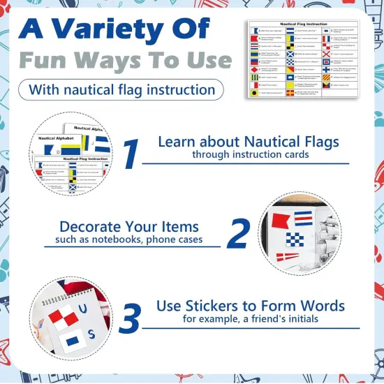 7 Pack Nautical Flag Stickers Set with Maritime Flag {3}