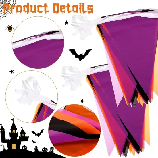 20 Pcs Purple Orange Black Triangle Flag Banner {2}