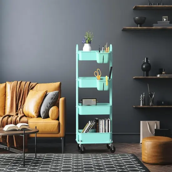 4-Tier Multifunctional Rolling Utility Cart {4}