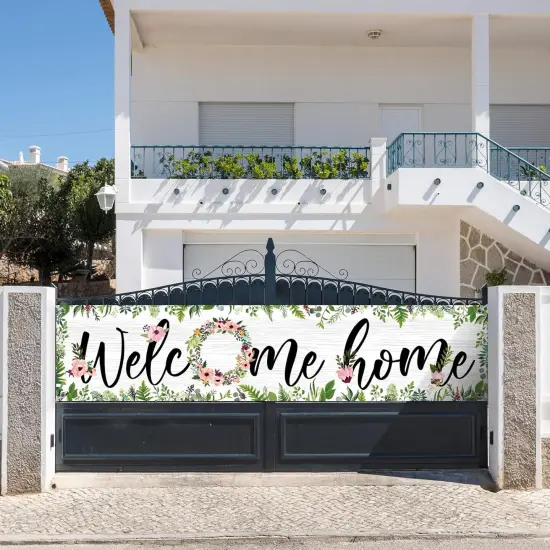 Large Welcome Home Banner 71 x 15.7 Inches Spring Summer Fall Flower {5}