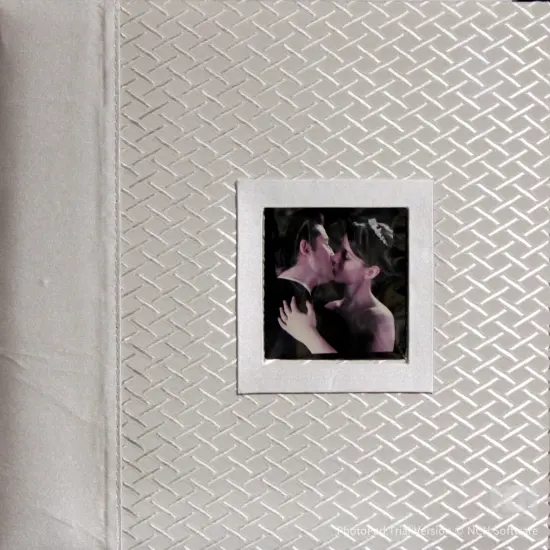 Designer 12 x 12 Luxury Light Cream Satin Fabric Wedding Album {1}