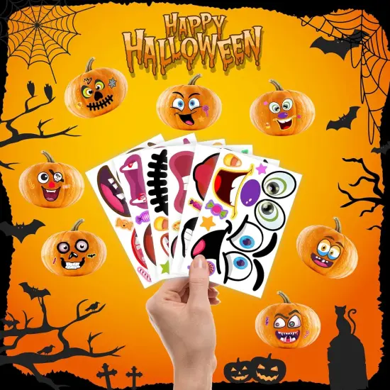 48Packs Pumpkin Stickers Decorating Kit {3}