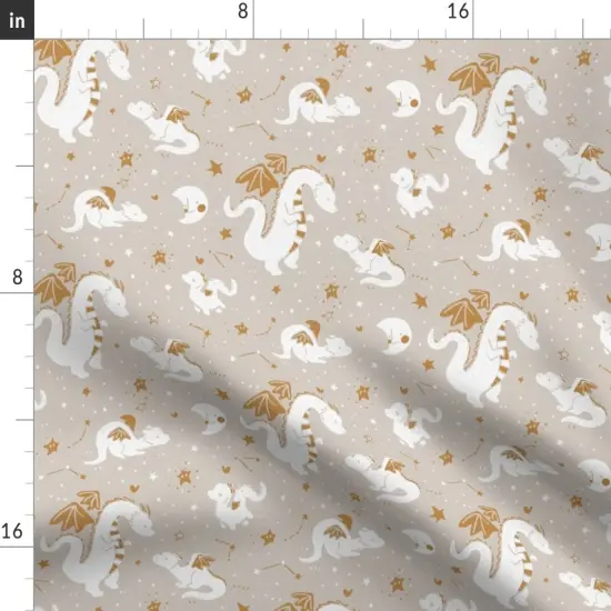 Various Fabrics by the Yard or Fat Quarter Boho Baby Dragon Fantasy Whimsical Warm Neutrals Gender Neutral Moon Stars Fun Cute Happy Cheerful Celestial Custom Printed Fabric by Spoonflower 18027313 {2}