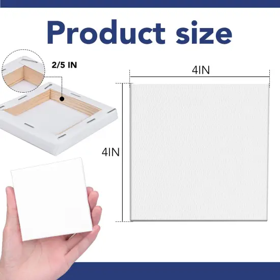 Mini Stretched Canvas 12 Pack 4x4inch, 2/5''Profile Art Primed Canvases for Painting, 100% Cotton Small Professional Stretched Canvas for Kids and Art Supplies,for Acrylics,Oils&Other Painting. {6}
