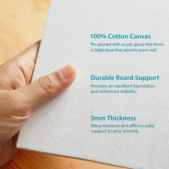KEFF Canvas Boards for Painting - 10x10 6-Pack Bulk Canvas Panels, 100% Cotton Triple Primed Large Canvases for Art Painting Supplies, Acrylic, Oil, Watercolor & Tempera {6}