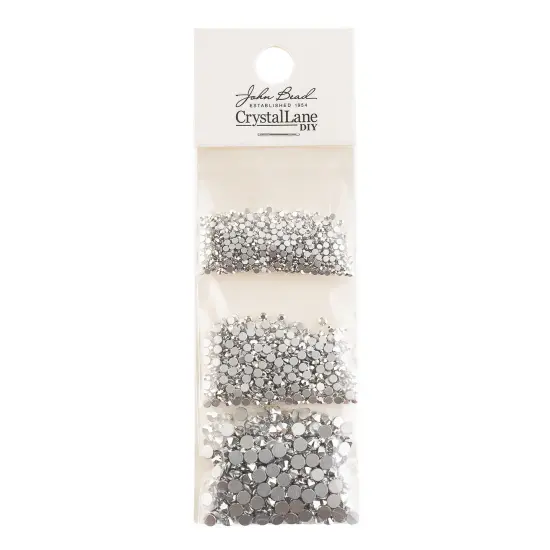 Crystal Lane DIY Combo Glass Flatback Rhinestones SS3 / SS6 / SS12 Metallic Silver {3}