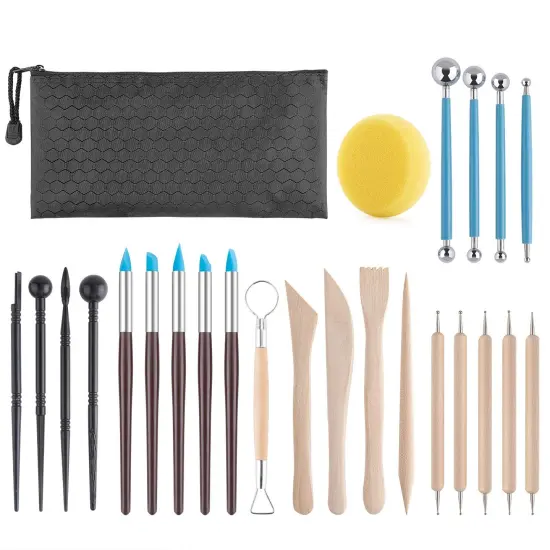 Clay Tools Kit, 25 PCS Polymer Clay Tools, Ceramics Clay Sculpting Tools Kits, Air Dry Clay Tool Set for Adults, Kids, Pottery Craft, Baking, Carving, Drawing, Dotting, Molding, Modeling, Shaping {1}