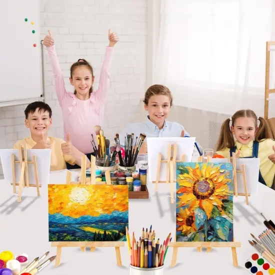 Wood Easels, Easel Stand for Painting Canvases, Art, and Crafts. (11.8 inch, 4 Pack), Tripod, Painting Party Easel, Kids Student Table School Desktop, Portable Canvas Photo Picture Sign Holder {4}