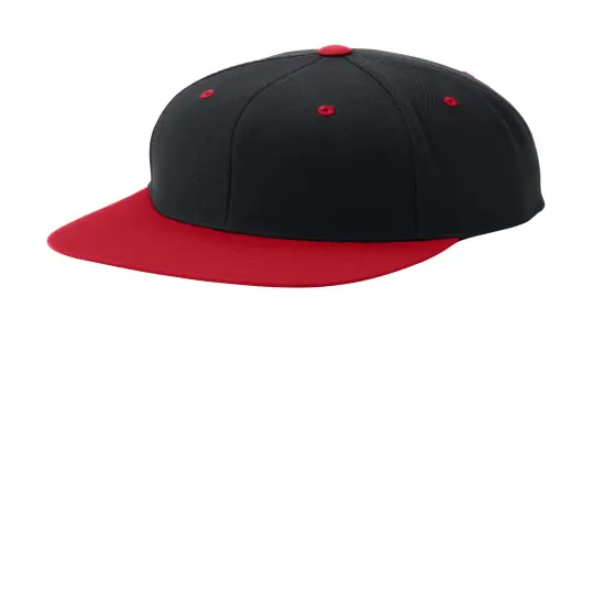 Sport-Tek&reg; YP Classics Flat Bill Snapback Cap Black/ Deep Orange {6}