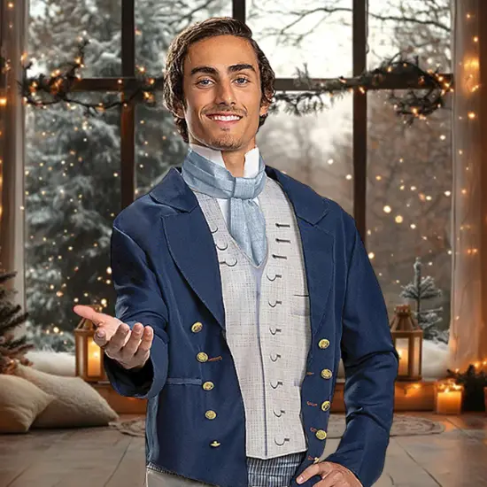 Navy Jacket and Blue Cravat Prince Eric Deluxe Costume Perfect for Halloween Adult Large/Extra Large fits 42&ndash;46 {2}