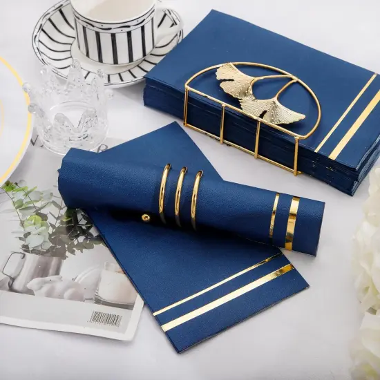 100-Count 3-Ply Disposable Napkins - Blue Paper Napkins Disposable Premium Quality - Dinner Napkins Disposable Soft, Absorbent for Parties, Weddings, Kitchen and Cocktail Beverage {3}