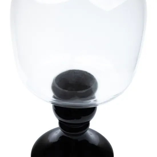 Northlight Glass Pedestal Hurricane Pillar Candle Holder - 17.75" - Black Clear {7}